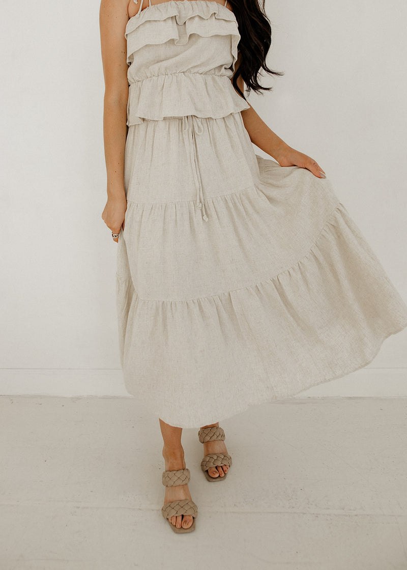Maven Linen Tiered Midi Skirt