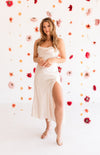 Lucia Satin Cowl Neck Maxi Dress - Pearl