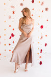 Lucia Satin Cowl Neck Maxi Dress - Mocha