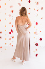 Lucia Satin Cowl Neck Maxi Dress - Mocha