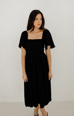 Chantel Linen Smocked Pocketed Midi Dress