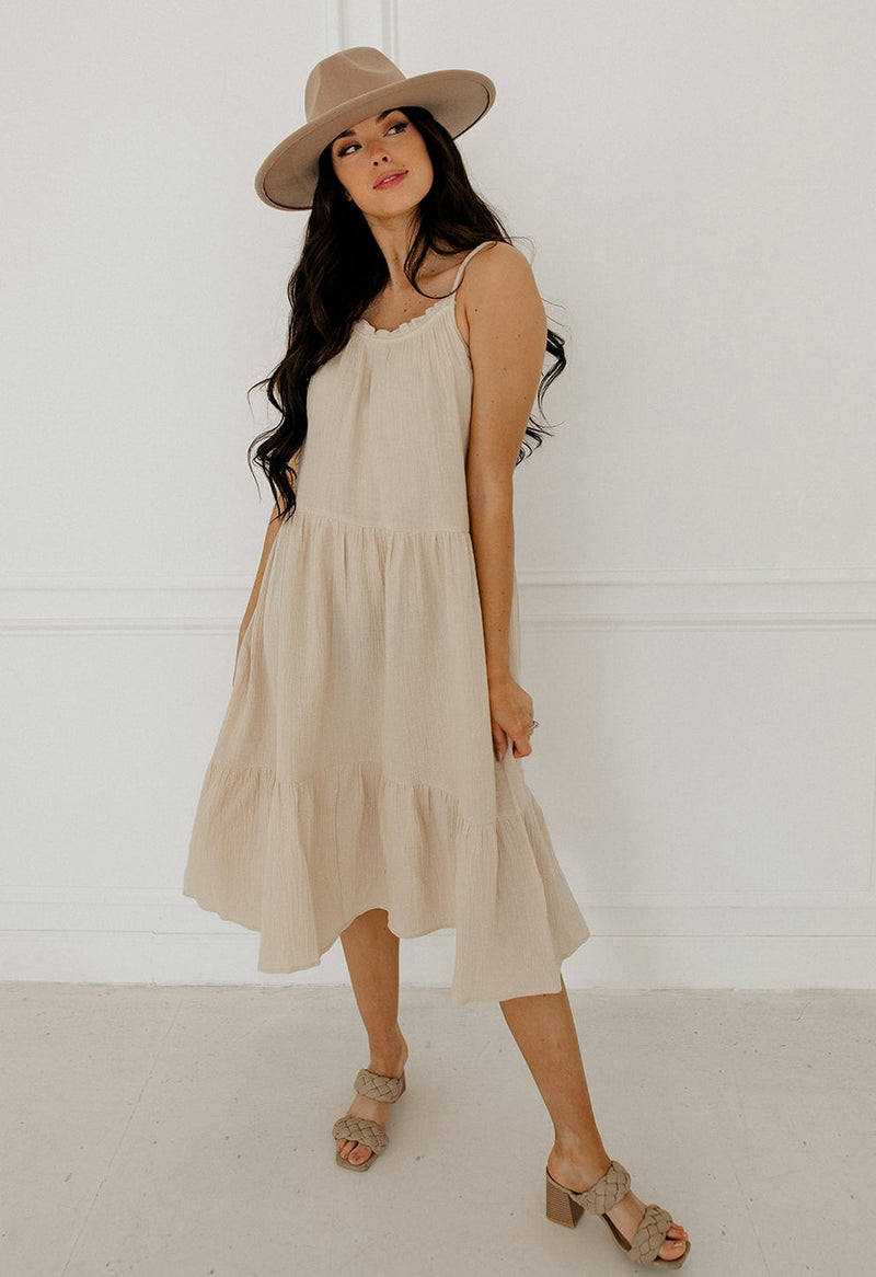 Liliana Cotton Ruffle Tiered Midi Dress