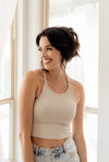Tammy Ribbed Racerback Brami - Chalk