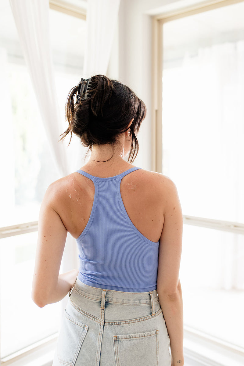 Tammy Ribbed Racerback Brami - Periwinkle