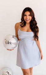Tatiana Satin Cowl Neck Cutout Dress