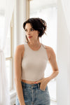 Headstart Seamless Textured Crop Top- Misty Grey