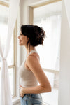 Headstart Seamless Textured Crop Top- Misty Grey