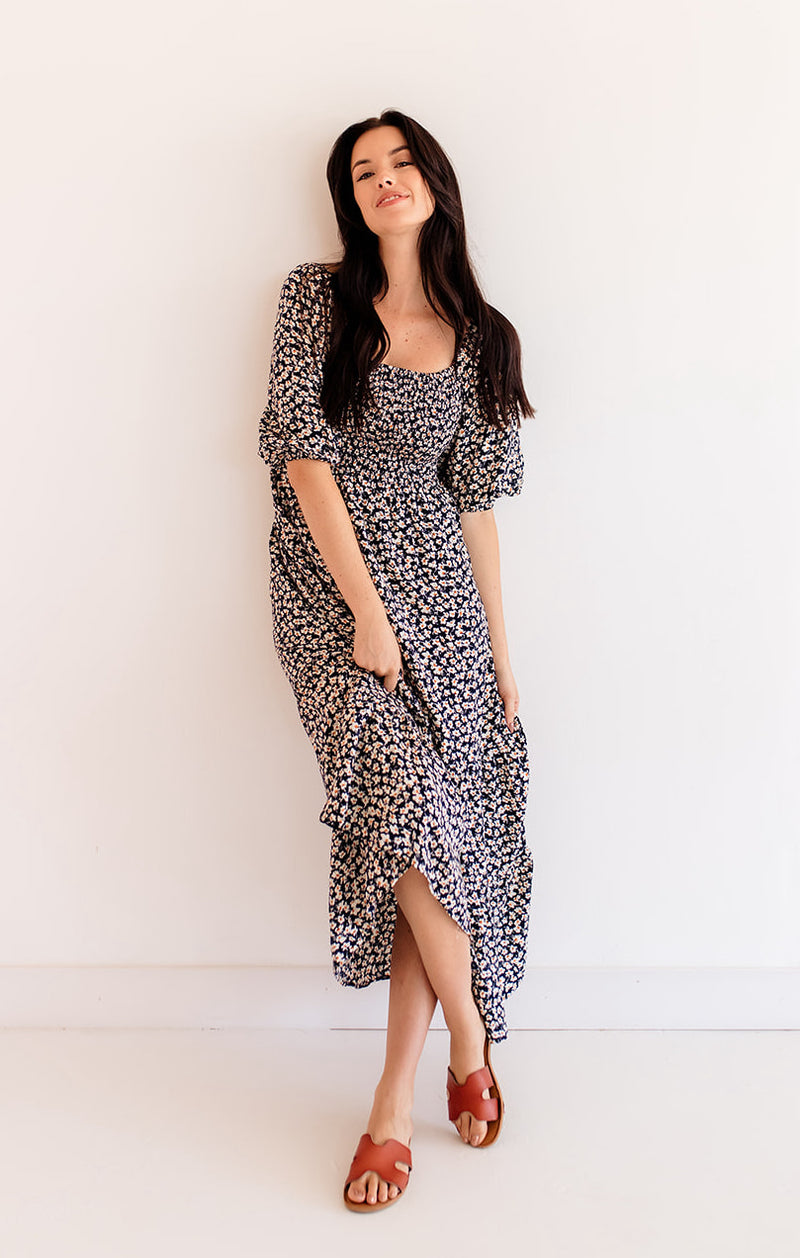 Alma Smocked Floral Maxi Dress
