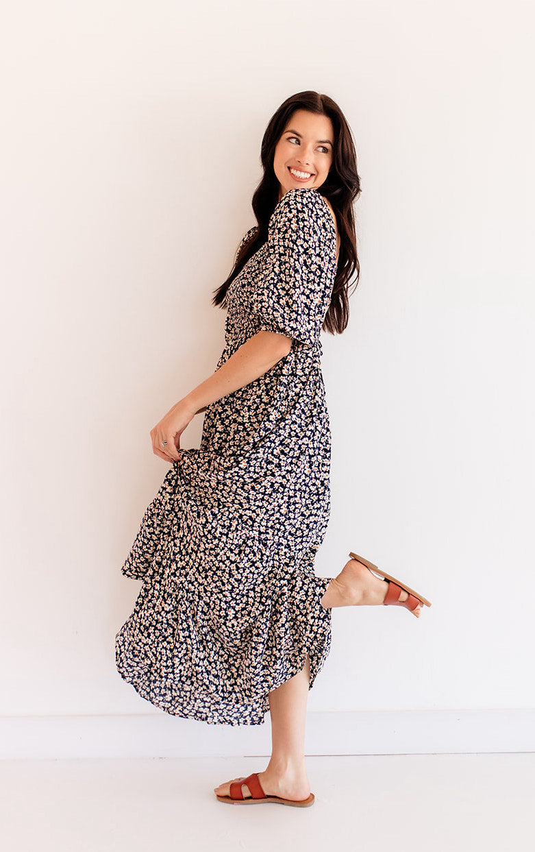 Alma Smocked Floral Maxi Dress