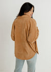 Cayla Corduroy Button Down Pocket Top - Camel