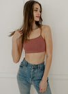 Halo Ribbed Seamless Bralette - Chestnut