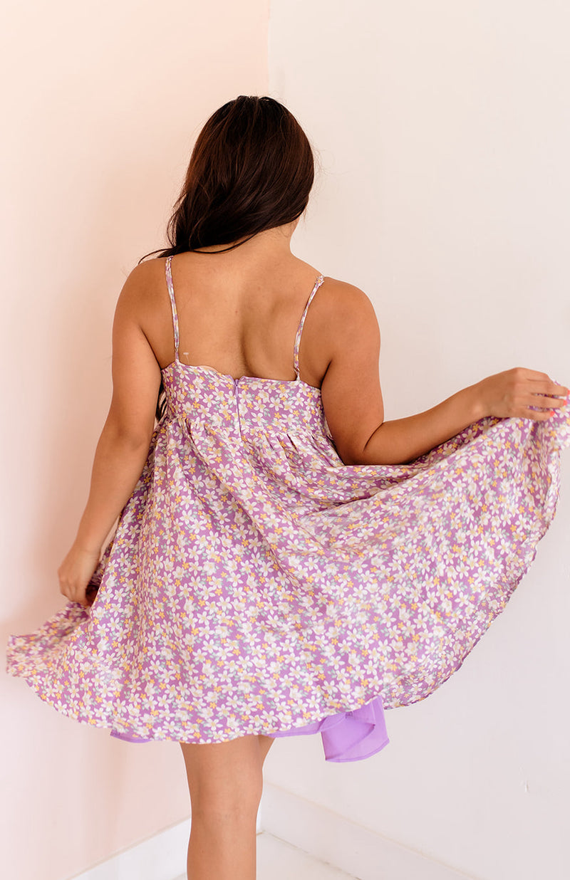 Joan Floral High Sheen Babydoll Dress