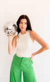 Piper Ribbed Cropped Tank Top - White
