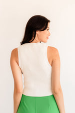 Piper Ribbed Cropped Tank Top - White