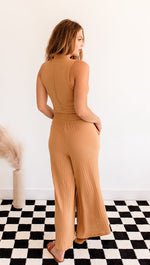 Someday Soon Ribbed Wide Leg Pants - Camel