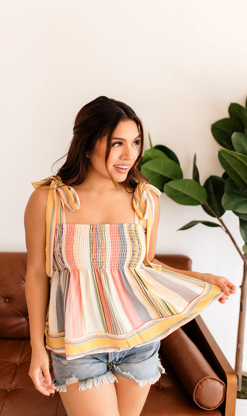 Tularosa Striped Peplum Tie Top