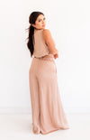 Pure Bliss Slit Satin Pants - Blush