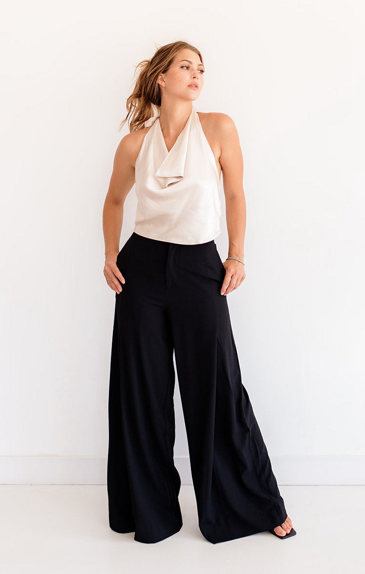 Marleigh Wide Leg Trousers- Black