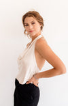 Silky Dreams Cowl Neck Halter Top