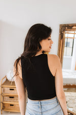 Crew Neck Crop Top - Black