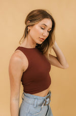 Crew Neck Crop Top - Burgundy