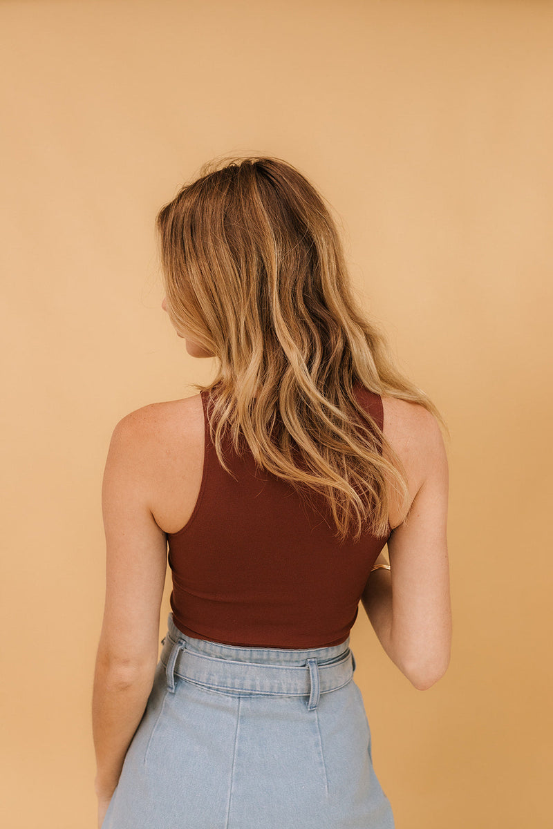 Crew Neck Crop Top - Burgundy