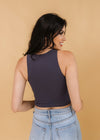 Crew Neck Crop Top - Midnight Blue