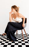 Keira Satin Cowl Neck Tank - Pearl