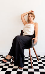 Keira Satin Cowl Neck Tank - Pearl