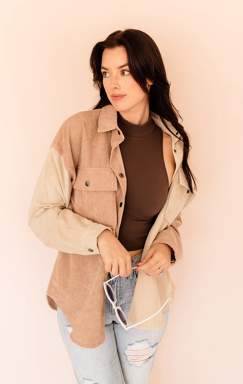 Remi Corduroy Color Block Shacket