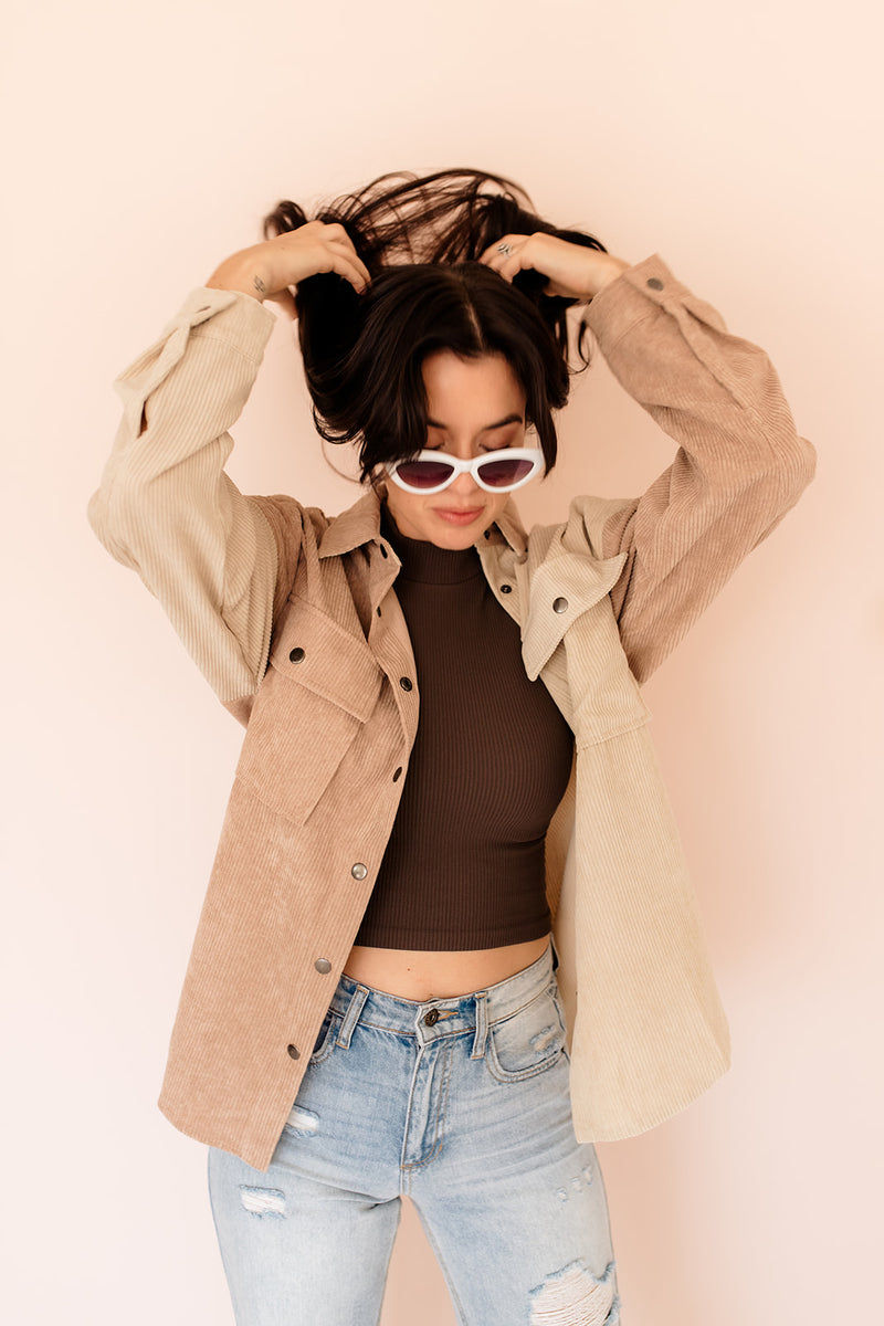 Remi Corduroy Color Block Shacket
