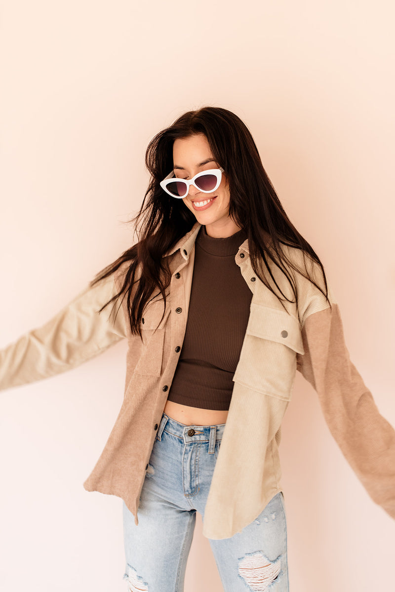 Remi Corduroy Color Block Shacket
