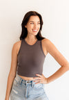 Headstart Seamless Textured Crop Top- Charcoal