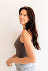 Headstart Seamless Textured Crop Top- Charcoal