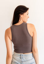 Headstart Seamless Textured Crop Top- Charcoal