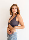Tori Reversible Twist Crop Top - New Grey
