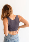 Tori Reversible Twist Crop Top - New Grey