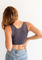 Tori Reversible Twist Crop Top - New Grey