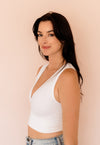 Jolie Ribbed Seamless Crop Top - White