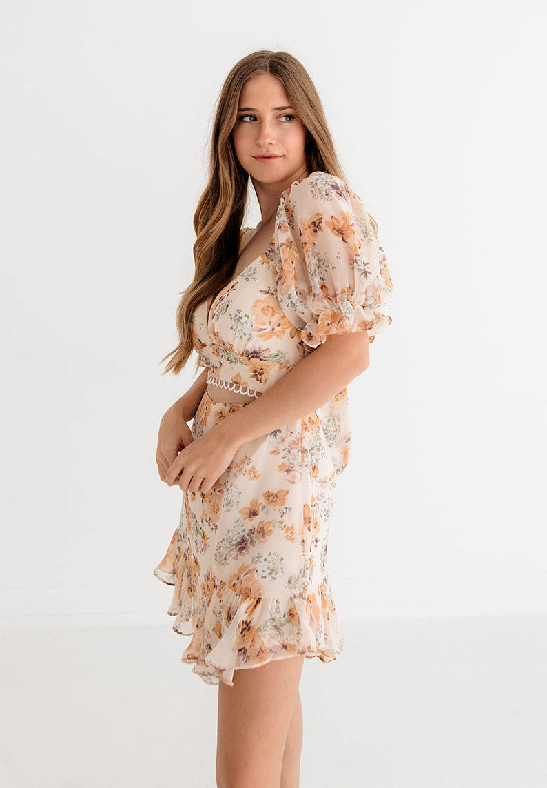 Theodora Floral Cutout Mini Dress