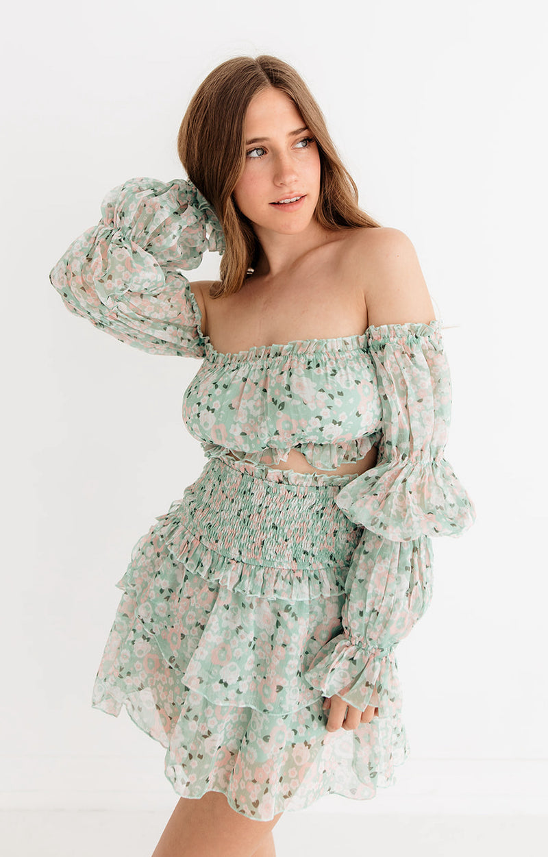 Paxton Floral Ruffle Crop Top