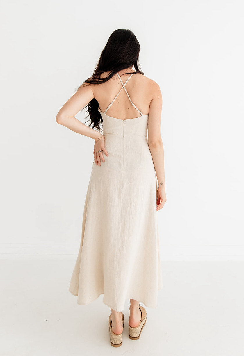 Bay Breeze Cutout Slit Midi Dress