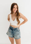 Jolie Ribbed Seamless Crop Top - White