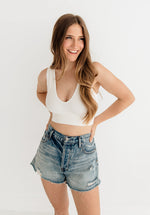 Jolie Ribbed Seamless Crop Top - White