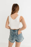 Jolie Ribbed Seamless Crop Top - White