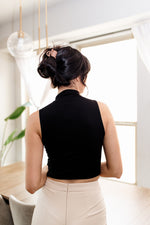 Let's Get Away Mock Neck Knit Top - Black
