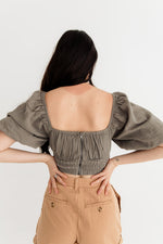 Ferrah Billowed Sleeve Zipper Crop Top