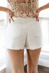 Warren High Rise Distressed Denim Shorts- Cream