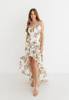 Kelly Floral High Low Ruffle Maxi Dress