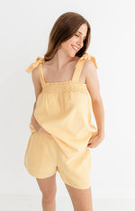 Milani Gingham Elastic Waist Shorts - Lemon